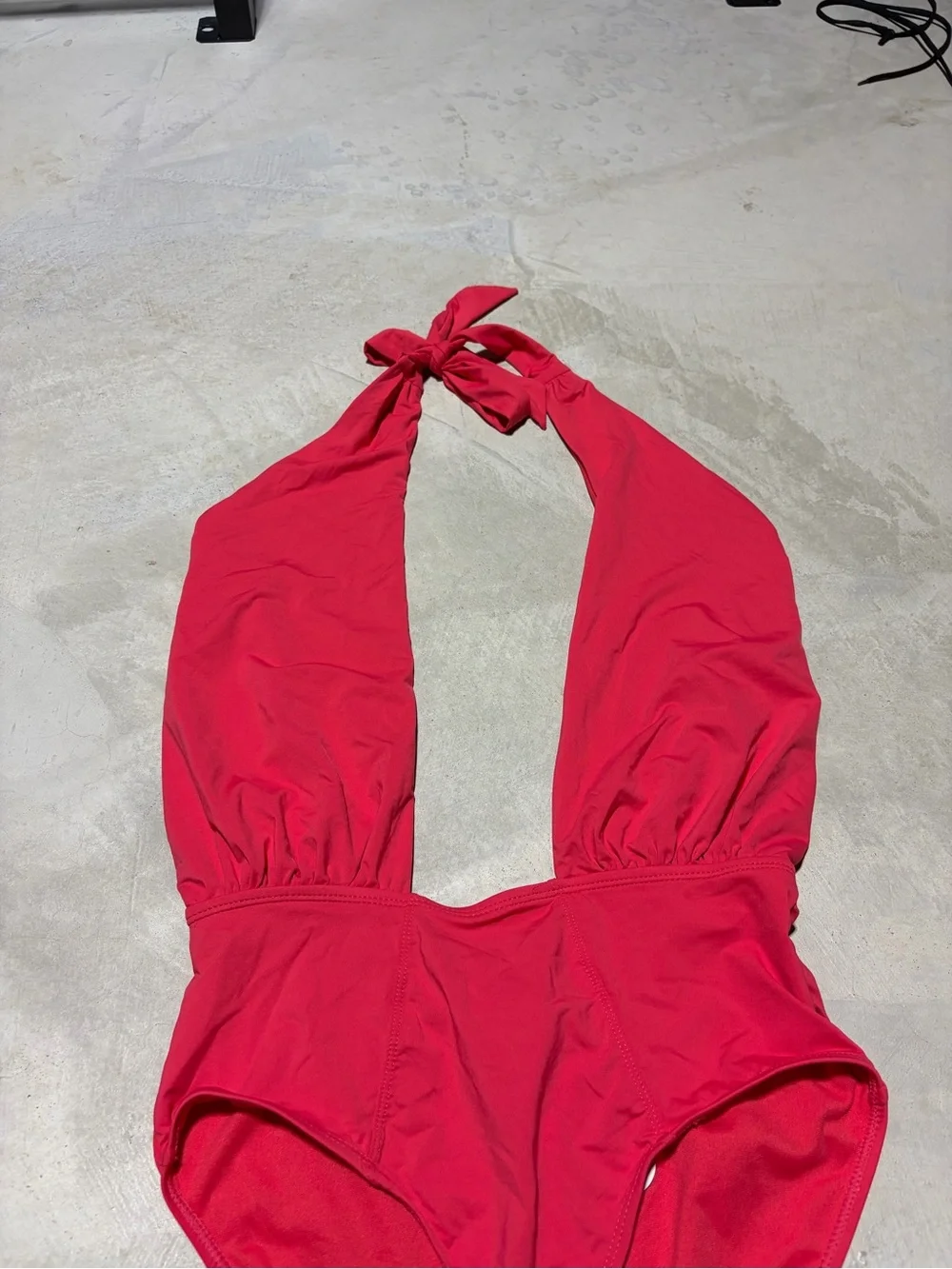 Envya NWT babe watch Red Halter One-Piece Swimsuit MSRP$41 medium